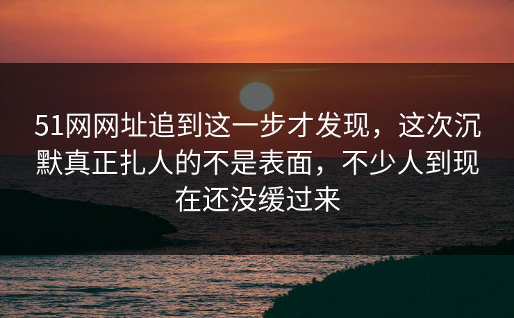 51网网址追到这一步才发现,这次沉默真正扎人的不是表面,不少人到现在还没缓过来