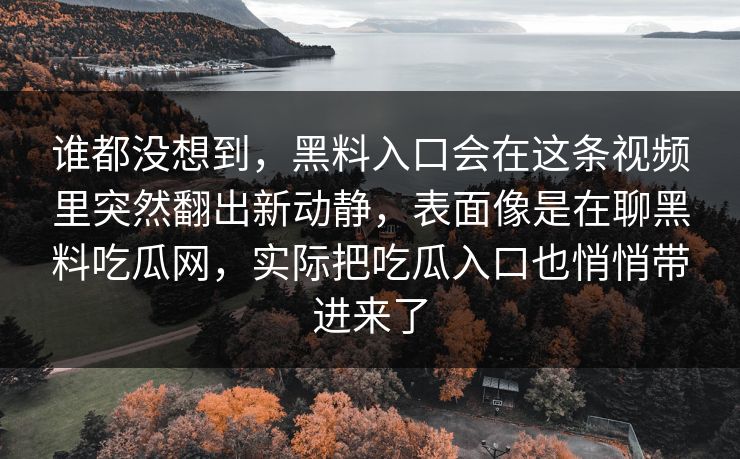 谁都没想到,黑料入口会在这条视频里突然翻出新动静,表面像是在聊黑料吃瓜网,实际把吃瓜入口也悄悄带进来了