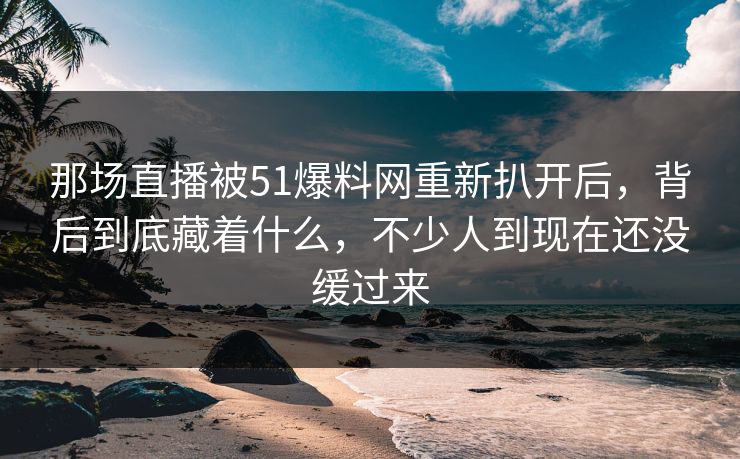 那场直播被51爆料网重新扒开后，背后到底藏着什么，不少人到现在还没缓过来